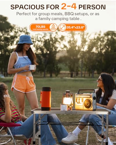 Adjustable Height Small Folding Camping Table with Mesh Layer B206