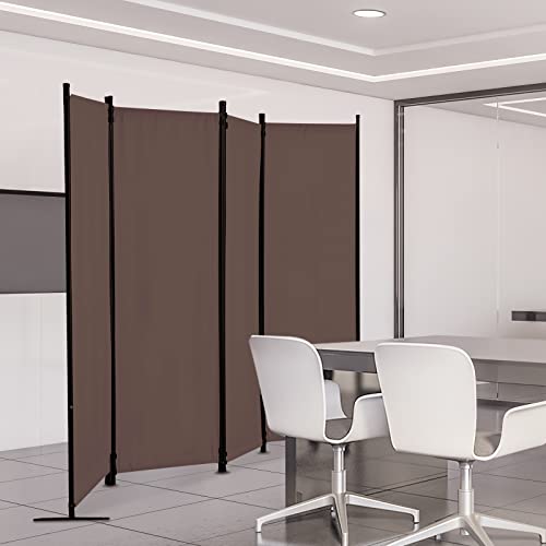 4 Panel Folding Room Divider Privacy Screen with Steel Frame F2996