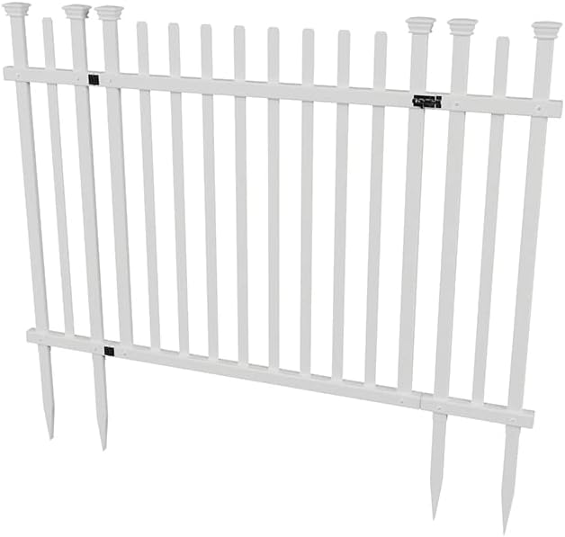 Lightweight Portable Vinyl Picket Fence Kit with Metal Base, White R746255