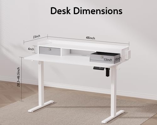 Electric Standing Desk with 2 Drawers, Height Adjustable for Home Office W495