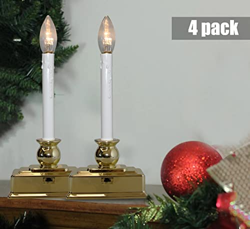 Christmas Window Candles with Timer, LED Flickering Lights, Set of 4 D66060
