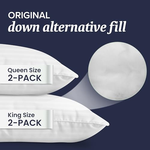 Bed Pillows Standard/Queen Size Set of 2 - Down Alternative Pillow for Sleeping F6851