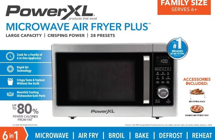 Microwave Air Fryer, Stainless Steel / Black, 1 cu. ft. L995363