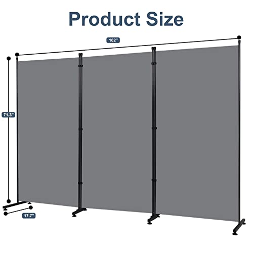 Room Divider 6ft 3 Panel Portable Fabric Partition Screen D7135