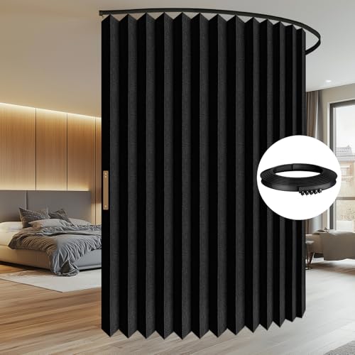 Blackout Accordion Room Divider Curtains with Ceiling Track for Bedroom Patio Sliding Door Q924855