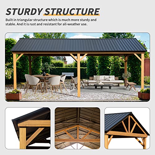 10 x 10 ft Hardtop Gazebo with Netting and Curtains, Galvanized Steel Roof for Patio K80436