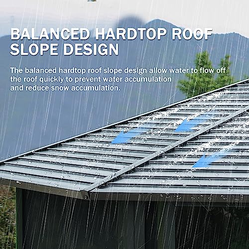 10 x 10 ft Hardtop Gazebo with Netting and Curtains, Galvanized Steel Roof for Patio K80436