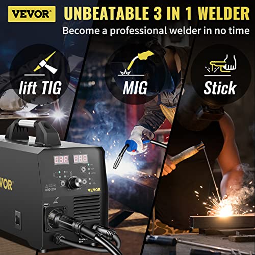 MIG Welder 3 in 1, 220V Flux Core/Gas/Solid Wire, Multiprocess Welding Machine P877956