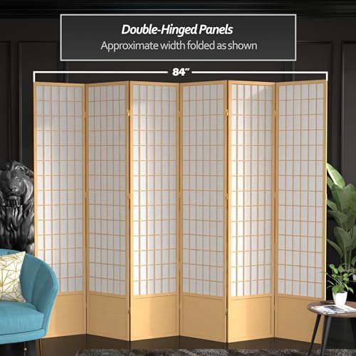 7 ft. Tall Window Pane Shoji Screen Room Divider, 3 Panels, White S15216