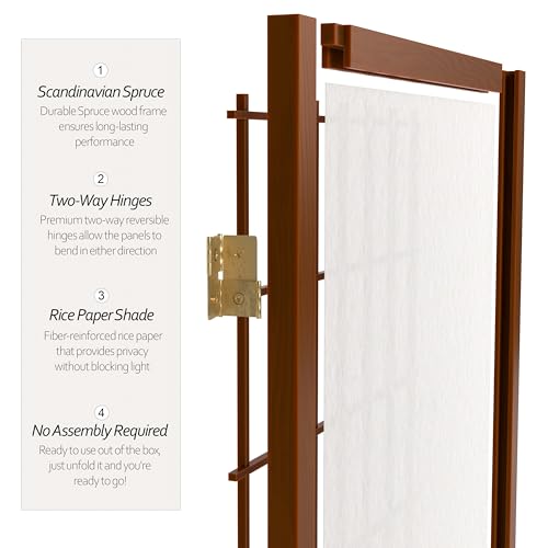 7 ft. Tall Window Pane Shoji Screen Room Divider, 3 Panels, White S15216