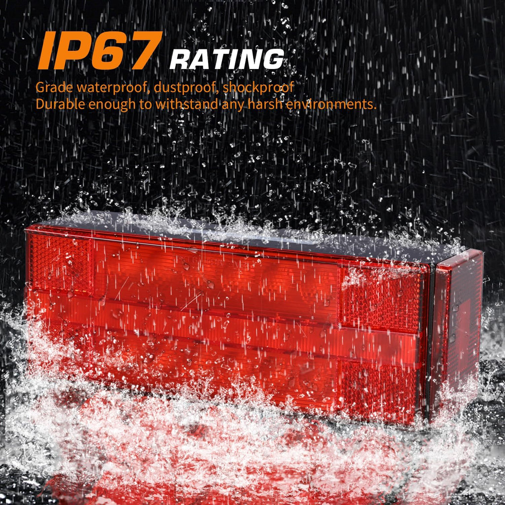 LED Submersible Rectangular Trailer Tail Light Kit with Brake Turn Reverse and Side Marker E1256