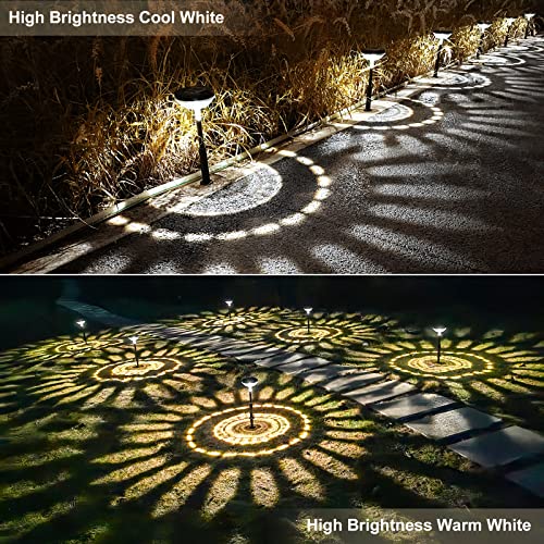 Solar Pathway Lights 8 Pack, Warm White + Cool White LED Outdoor IP67 Waterproof M7352