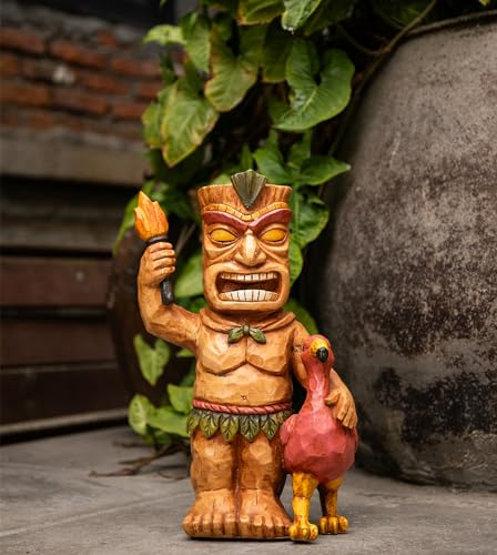 Solar Powered Tiki Statue Garden Decoration with Light F336
