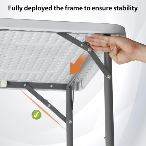 Portable 4 Foot Plastic Folding Table, Indoor Outdoor Heavy Duty, White Y15191