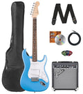Stratocaster Electric Guitar Bundle with Amplifier, Gig Bag, Strap, Cable, Picks, and DVD F102