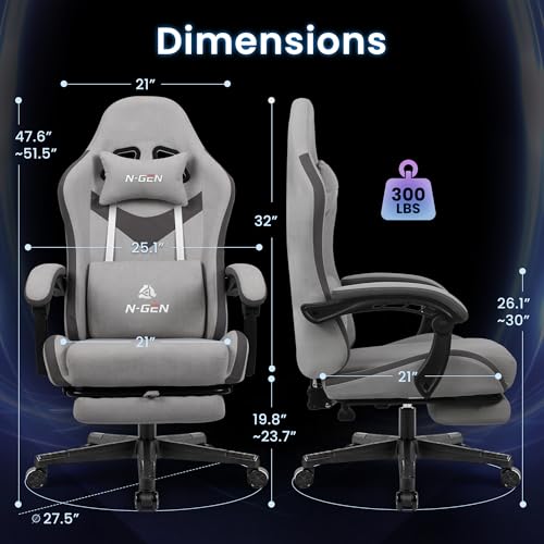 Gaming Chair with Footrest Lumbar Support High Back Recliner Ergonomic Leather L124