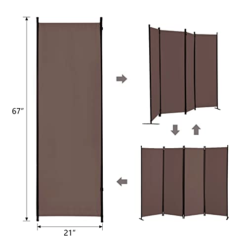 4 Panel Folding Room Divider Privacy Screen with Steel Frame F2996