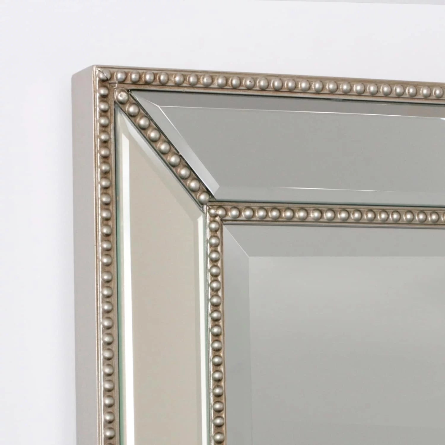 Champagne Silver Beaded Glass Framed Vanity Mirror - Rectangle for Bathroom & Living Room - 20"x32" H38896