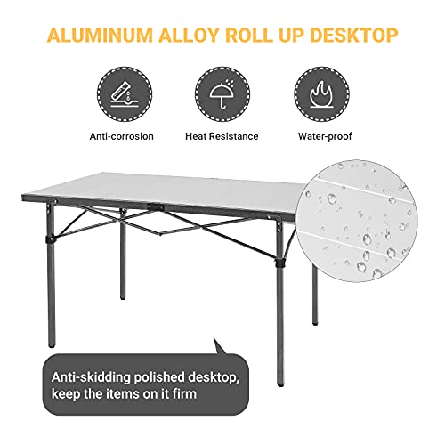 Folding Camping Table Aluminum Roll Up Portable Picnic Table Q486920