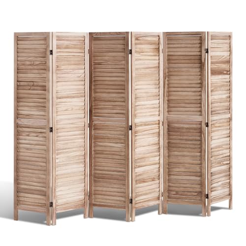4 Panel Folding Wood Room Divider, 66.9 Inch Tall Privacy Screen I263