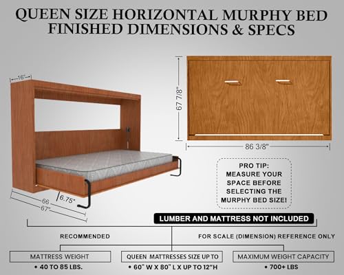 Queen Size DIY Murphy Bed Hardware Kit - Vertical Wall Bed with Pull Down Mechanism C9139