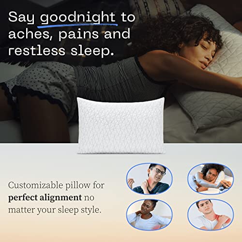 Adjustable Queen Bed Pillow, Cross Cut Memory Foam, Medium Firm for Side and Back Sleepers O458
