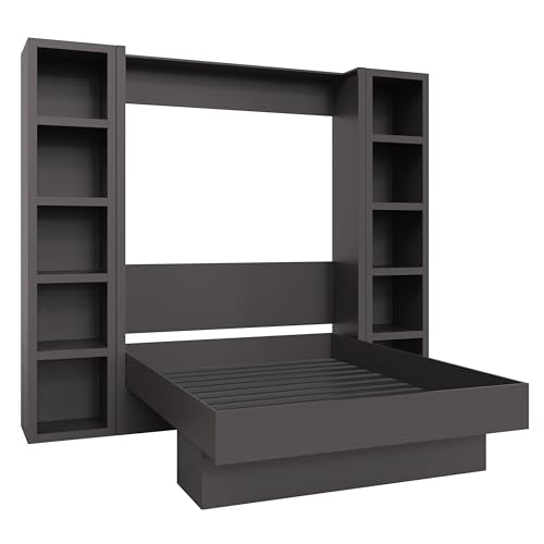 Queen Murphy Wall Bed with Two Bookshelves Z468