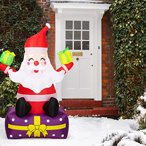 Inflatable Santa Claus with Gift Boxes Outdoor Christmas Yard Decoration J156