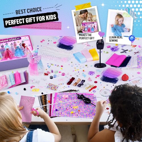 Fashion Designer Kit for Girls with 6 Mannequins, Arts and Crafts Sewing Kit for Kids Ages 8-12 S1001