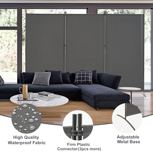 3 Panel Room Divider Folding Partition Privacy Screens, Freestanding Fabric Panel, 102" W x 71" H S7520