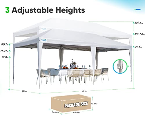 Pop up Canopy Tent 10x20ft Waterproof with Roller Bag B932