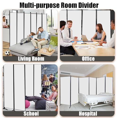 4 Panel Folding Room Divider Privacy Screen with Steel Frame F2996