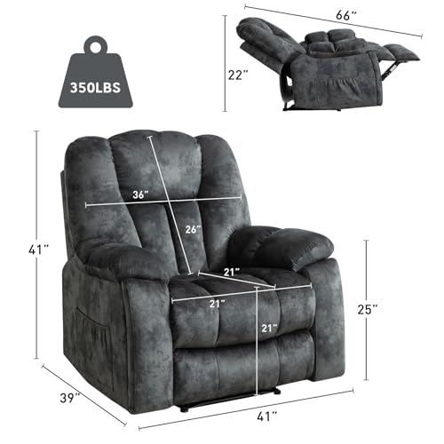 Manual Recliner Chair with Massage and Heat for Adults, Brown O26736