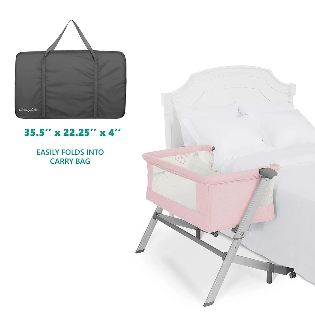 Pink Portable Baby Bassinet with Adjustable Height and Foldable Design J10330