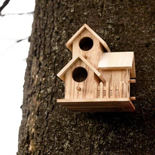 Wooden Bird House for Outdoor Hanging, Handmade Natural for Backyard Decor J419429
