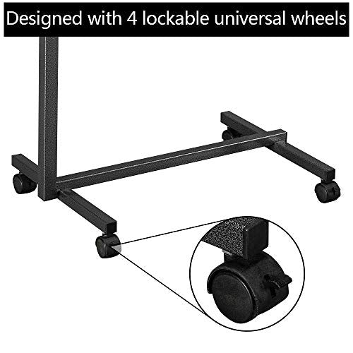 Tilting Overbed Table with Wheels and Brake, Adjustable Bedside Table R378751