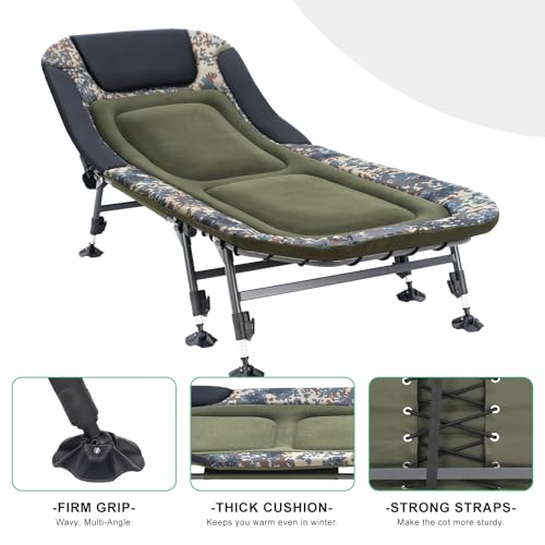 Camping Cot for Adults with Carry Bag, Heavy Duty Folding Bed with Padded Cushion D77188