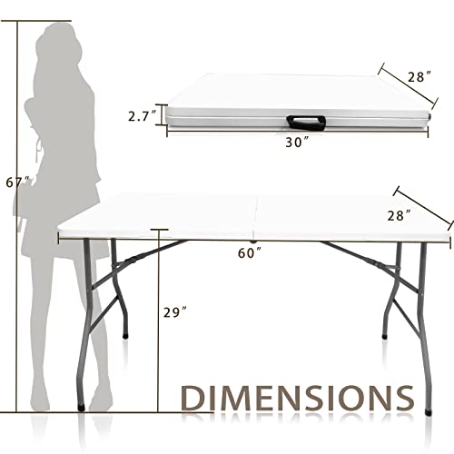 Folding Table 5 FT Plastic Portable for Dining Picnic Camping E74421