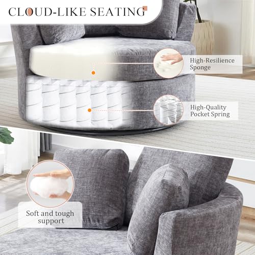 Round Swivel Barrel Chair with Ottoman for Living Room Bedroom G375183