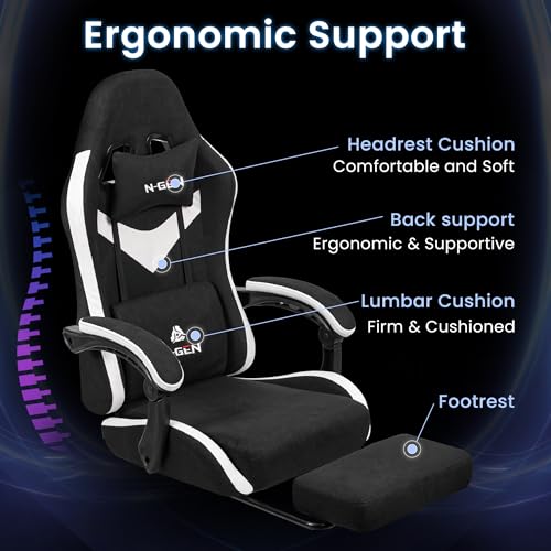 Gaming Chair with Footrest Lumbar Support High Back Recliner Ergonomic Leather L124