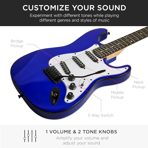39in Full Size Beginner Electric Guitar Starter Kit with Case and Amp E13920