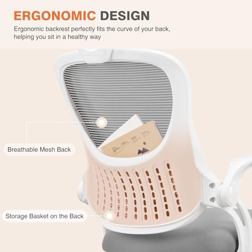 Ergonomic High-Back Mesh Rolling Desk Chair with Adjustable Headrest, Pink S9181
