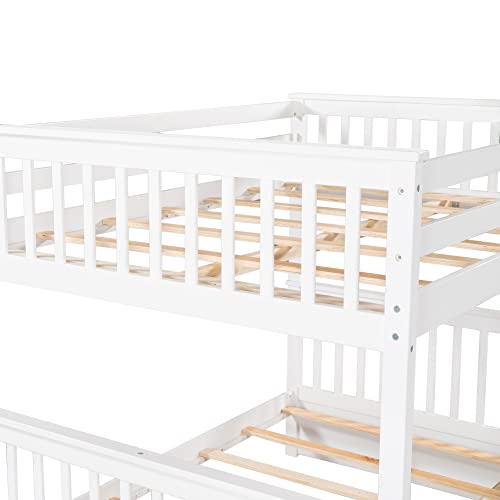 Twin Over Full Bunk Bed with Slide and Stairs for Kids I642