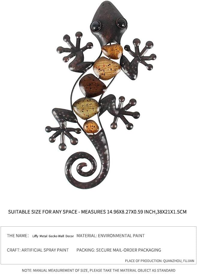 Metal Gecko Wall Decor for Garden Outdoor Sculptures 2 Pack C448514