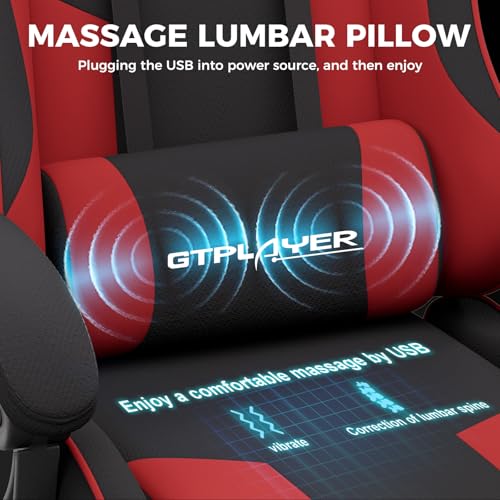 Gaming Chair with Footrest and Lumbar Support, Height Adjustable, Blue Y9034