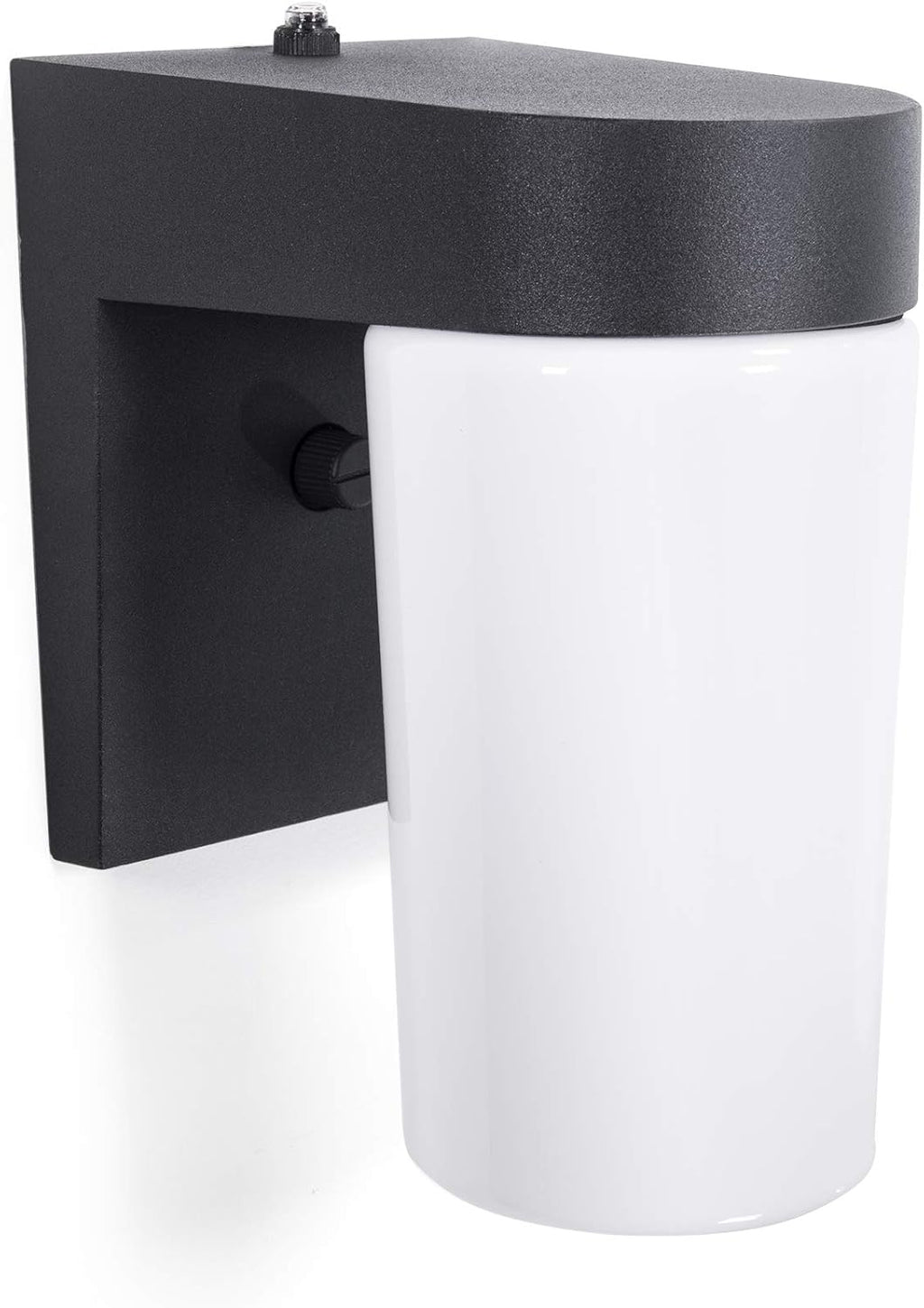 CORAMDEO Commercial Residential Modern LED Jelly Jar Light, Dusk to Dawn Photocell, Wet Location, Built in LED Color Select Switch for 3K / 4K / 5K, 900 Lumens, Black Cast Aluminum with White Lens