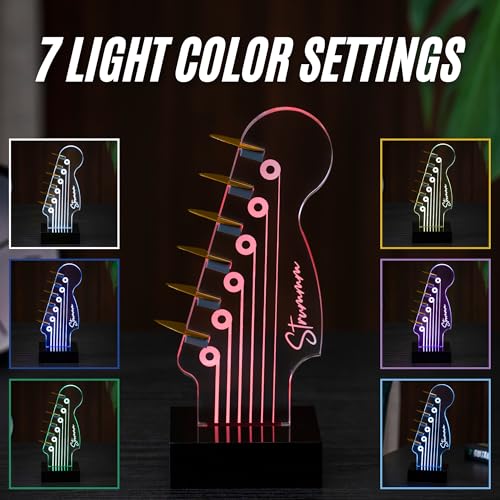 LED Guitar Pick Holder with 7-Color Changing Light, Holds 6 Picks, USB Powered E815959