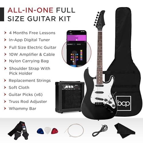 39in Full Size Beginner Electric Guitar Starter Kit with Case and Amp E13920