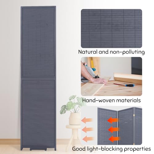 Bamboo Room Divider Folding Privacy Screen, 4 Panel, Beige N84000