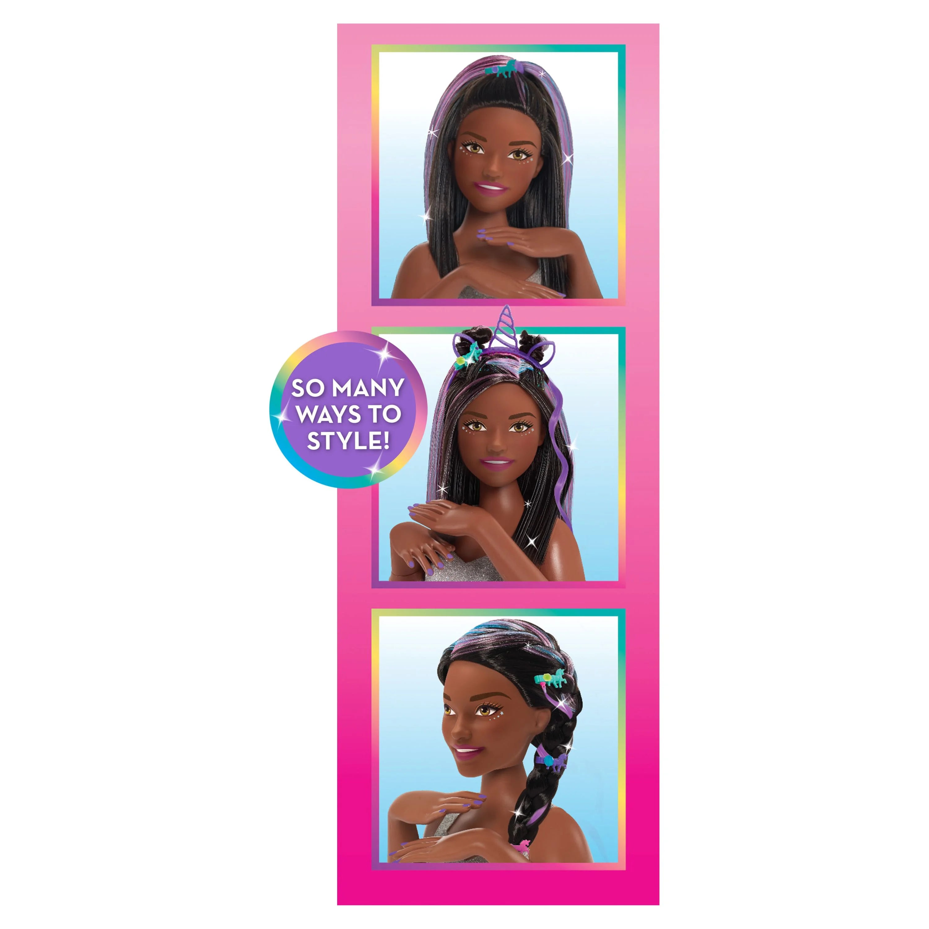 Glitter and Go Styling Head with Black Hair, Kids Toy for Ages 5 Up P76541